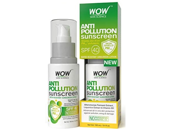 WOW Anti Pollution SPF40 Water Resistant No Parabens & Mineral Oil Sunscreen Lotion,