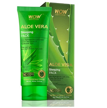 WOW Aloe Vera with Green Tea Extract and Hyaluronic Acid Sleeping Pack