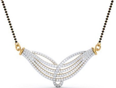 Beautiful diamond studded mangalsutra locket design