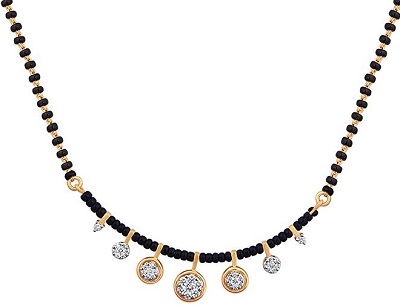 Black beads and Diamond with gold mangalsutra locket