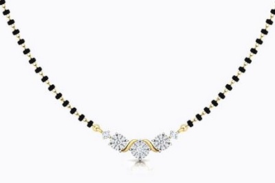 Delicate Solitaire and gold mangalsutra locket pattern