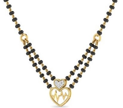 Heart and diamond embedded mangalsutra pattern