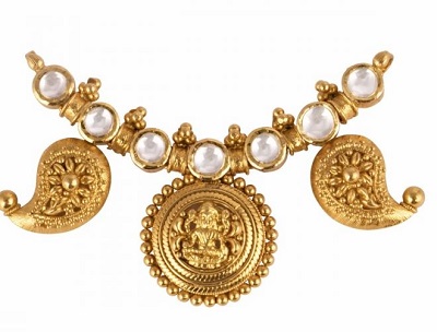 Tamil mangalsutra locket pattern with Goddess Lakshmi