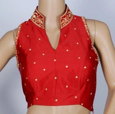 Half Chinese collar saree blouse neck