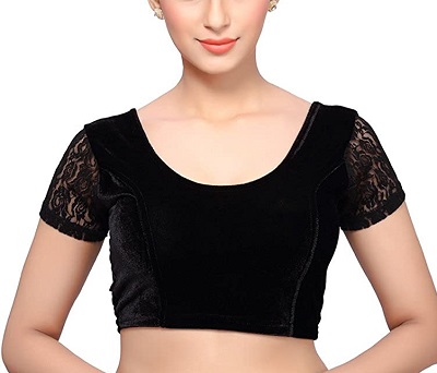 Simple Black net and velvet blouse pattern
