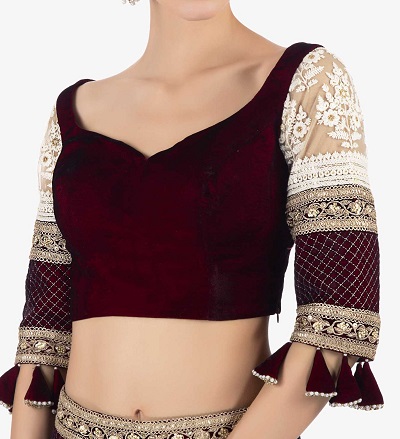 Velvet blouse with net and border