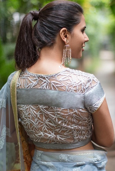 Back designer neck blouse pattern
