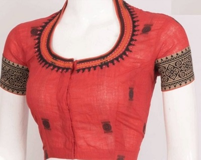 Back half high neck cotton blouse pattern