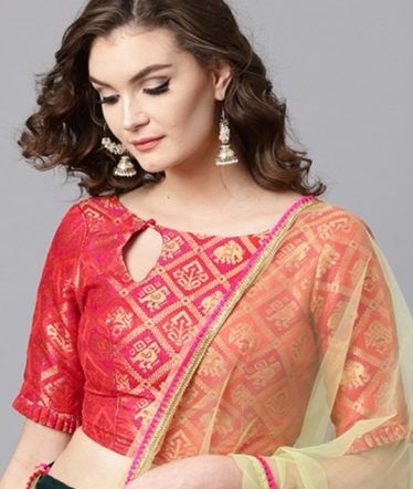 Banarasi silk blouse with boat neckline