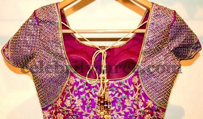 Banarasi silk blouse with heavy sitara work