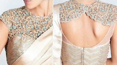Cape style net fabric back blouse pattern