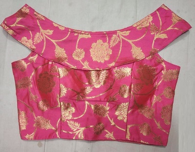 Cold shoulder style w Banarasi brocade blouse