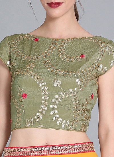 Cotton Silk Zari work Gota Patti blouse design