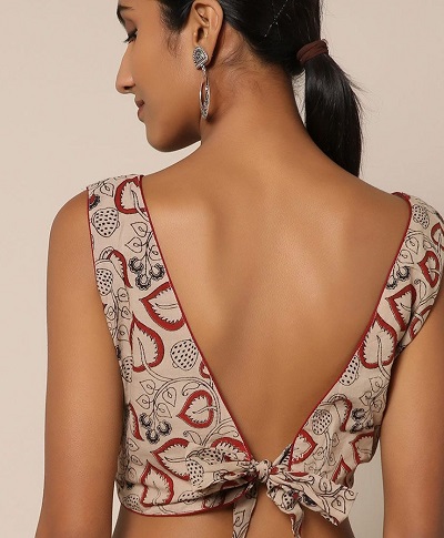 Deep V back neckline blouse pattern