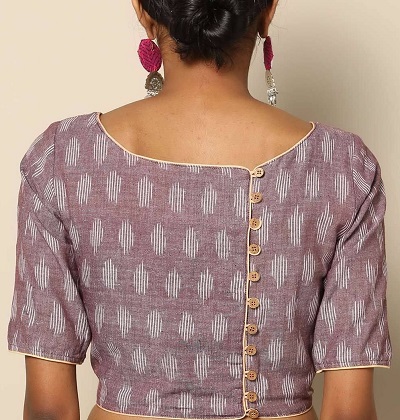 Designer back neckline in cotton fabric blouse