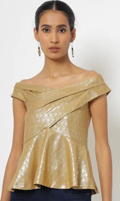 Designer golden long shimmery blouse pattern