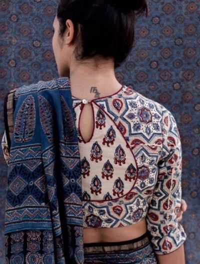 Double Patchwork printed blouse design