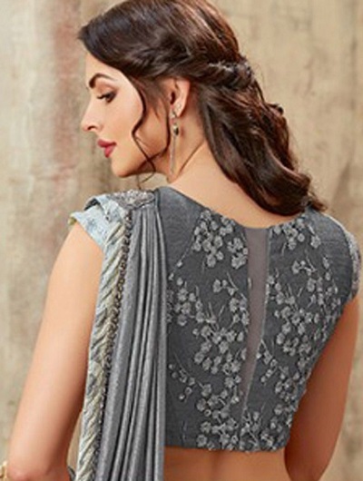 Embroidered boat neck shape blouse for sarees