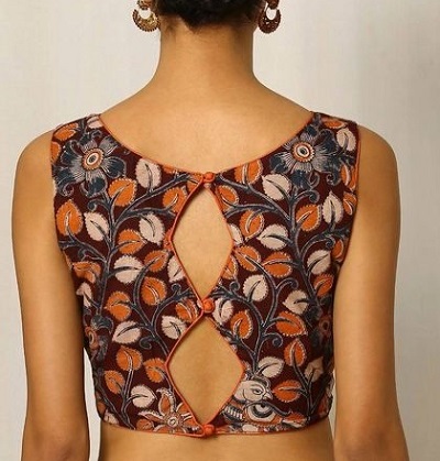 Geometric double cut cotton blouse design