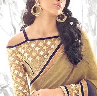 Golden blouse for party wear sarees