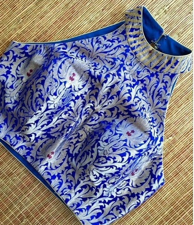 Halter style Banarasi brocade blouse design