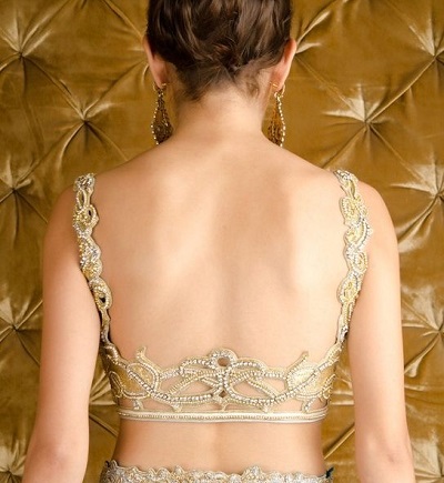 Heavy embellished backless blouse for parties