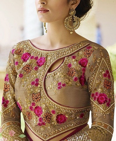 Intricate embroidered saree blouse