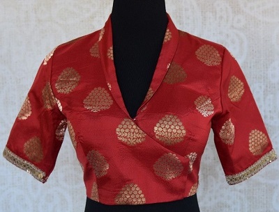 Kimono style brocade Silk fabric blouse
