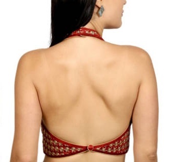 Maroon Halter style backless blouse