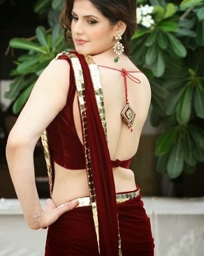 Maroon velvet backless for party wear sarees