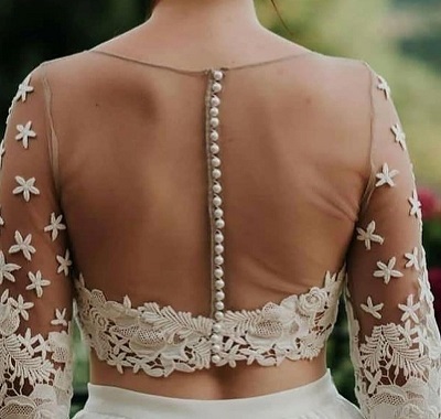 Net and lace fabric blouse pattern