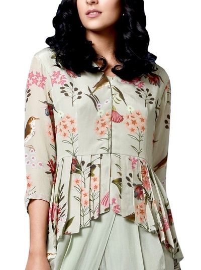 Peplum blouse in cotton fabric