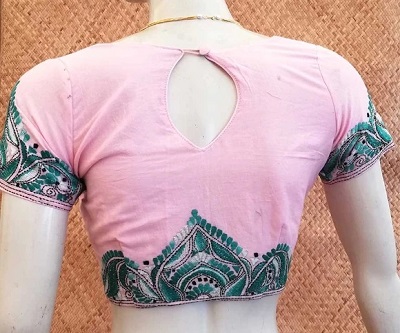 Pink short sleeves cotton blouse for daily use