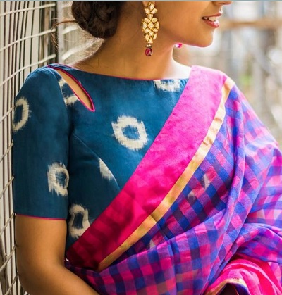 Printed cotton saree blouse for cotton sarees