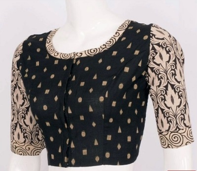 Printed cotton saree blouse pattern
