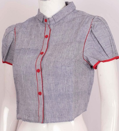 Shirt style saree blouse pattern