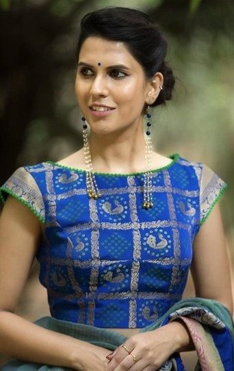 Short sleeves silk saree blouse pattern
