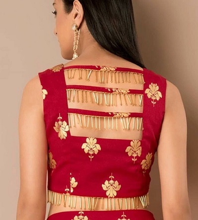 Silk blouse with designer back neckline