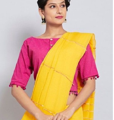 Simple pink saree blouse design