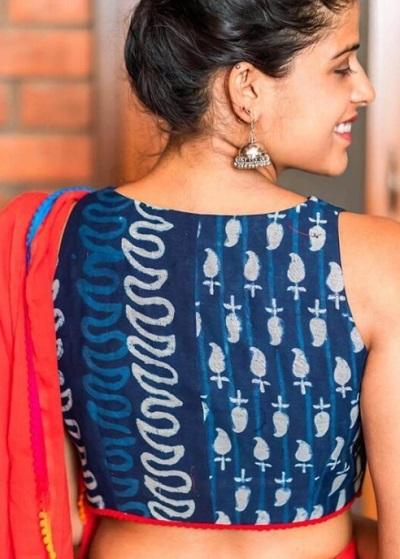 Sleeveless blouse pattern for cotton sarees