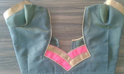Attractive back neckline work saree blouse