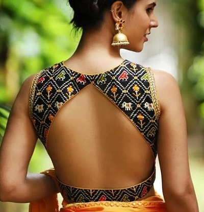 Backless blouse with ethnic for cotton silk sarees