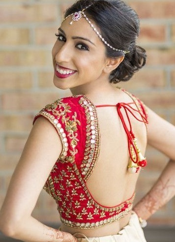 Bridal blouse design with backless pattern
