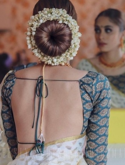 Cotton silk saree backless blouse pattern
