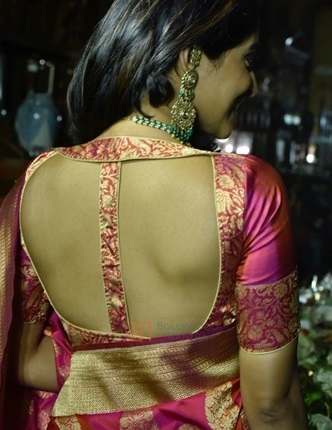 Designer Silk Blouse With Backless Pattern