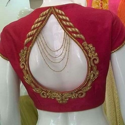Drop cut Blouse with embellishment and Zari work