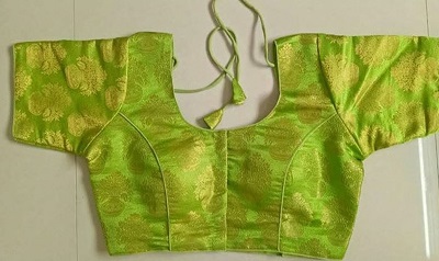 Green silver princess cut blouse design