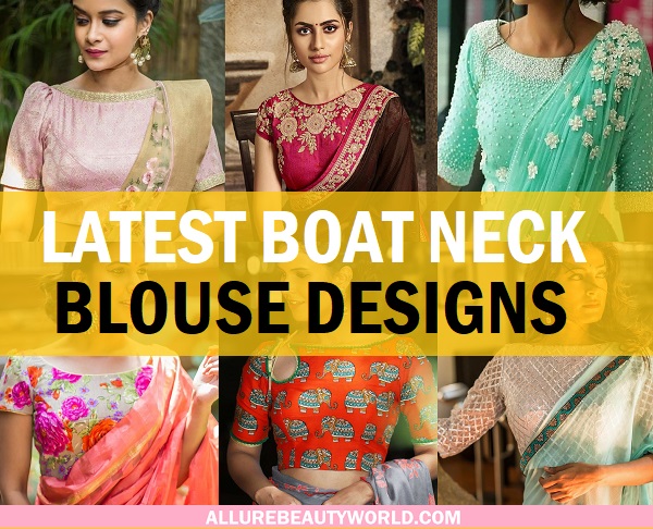 latest boat neck blouse designs for sarees