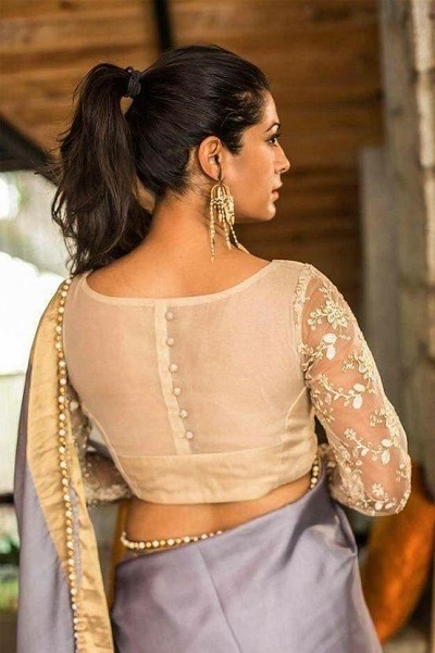 Net fabric blouse pattern for saree