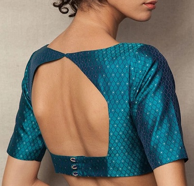 Silk saree blue blouse design